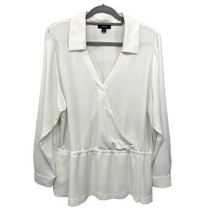 ALFANI Blouse V-Neck Wrap Stretch Waist Long Sleeve Cuffed Collar Plus Sz